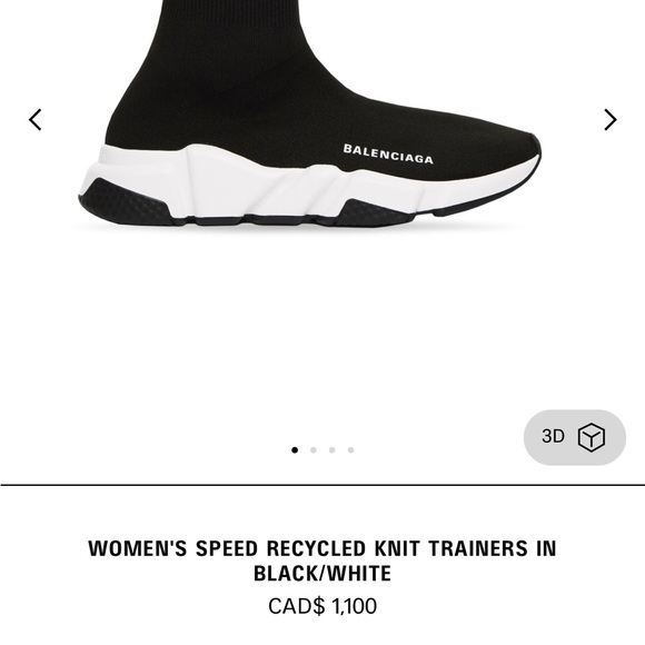 WOMEN'S SPEED RECYCLED KNIT TRAINERS IN BLACK/WHITE - Picture 2 of 6